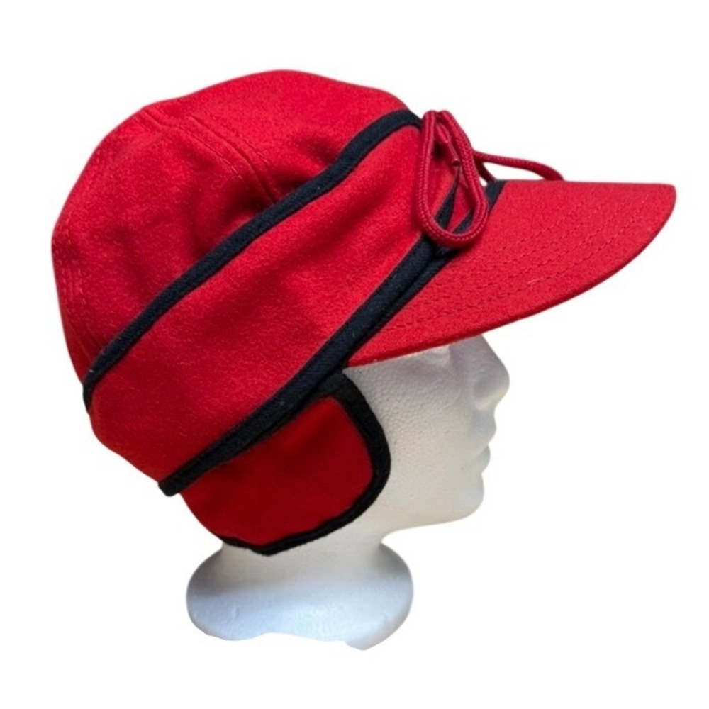 Broner Mens Red Wool Blend Trapper Hat Ear Flaps Tie Closure L - Picture 3 of 7